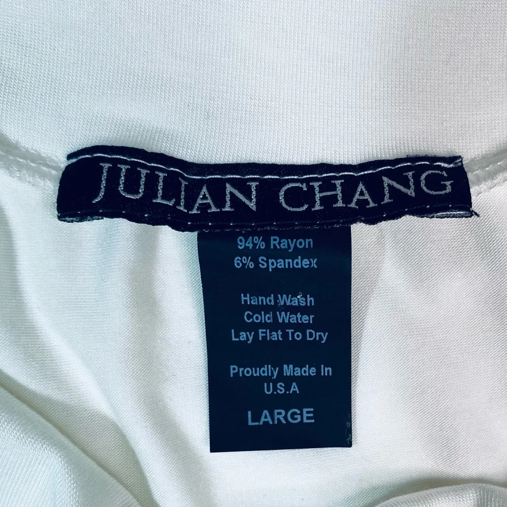Julian Chang - Off-The-Shoulder Long Sleeve Tunic Top Size L in Winter White - Picture 7 of 15